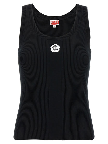 T-Shirt by Kenzo for women in polyester & viscose black features a plush silhouette, showcasing a sophisticated round neckline and sleeveless for a truly plush finish.