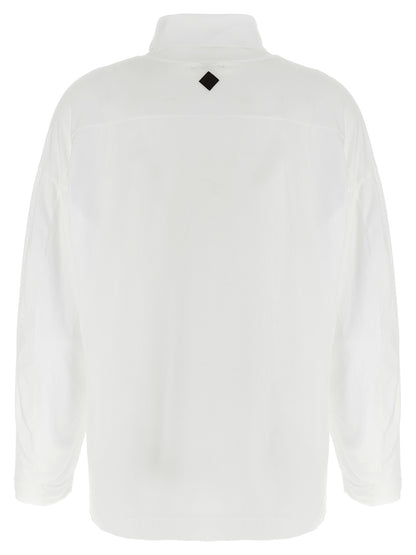 Cardigan by Haikure for women in cotton white & signature presents a textural silhouette, artfully finished with a textural high-neck neckline and for a sophisticated, textural look.