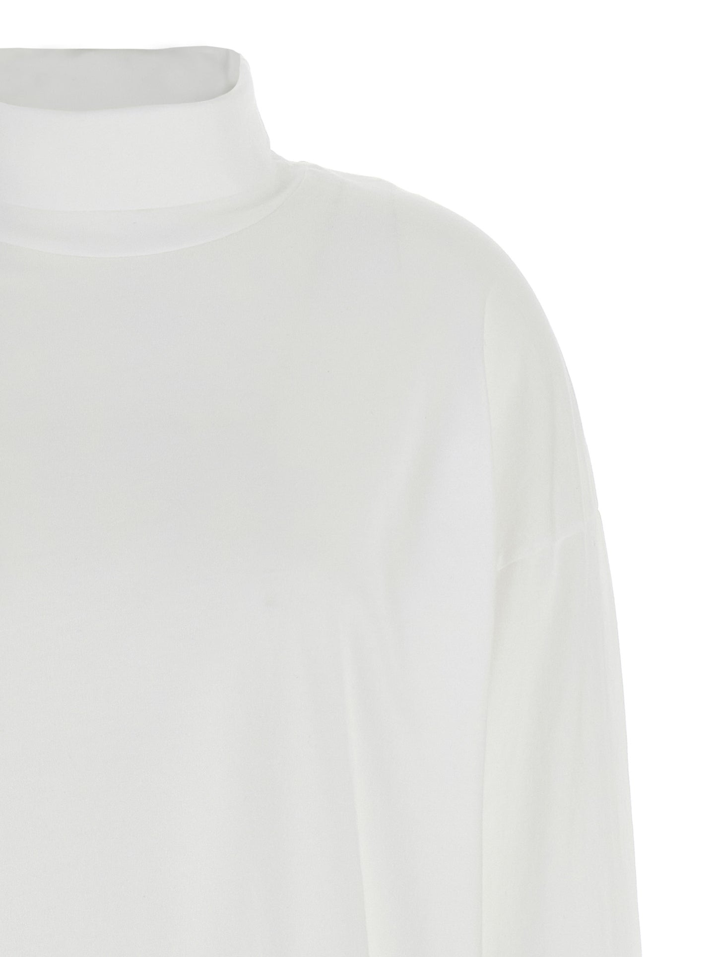 Cardigan by Haikure for women in cotton white & signature features a dramatic silhouette, showcasing a sophisticated high-neck neckline and dramatic detail for a timeless, premium look.
