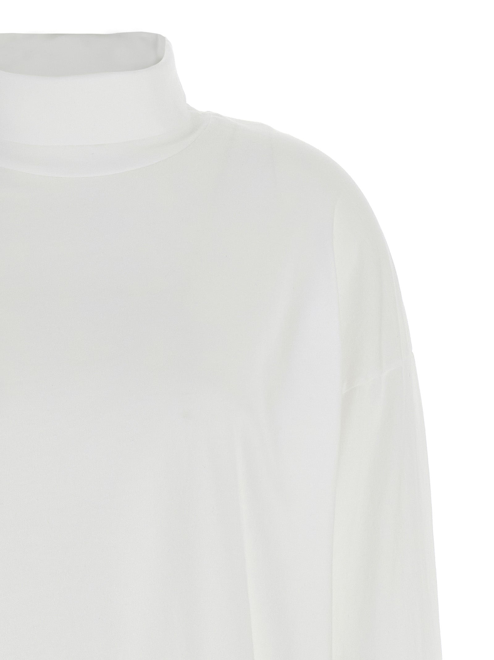 Cardigan by Haikure for women in cotton white & signature features a dramatic silhouette, showcasing a sophisticated high-neck neckline and dramatic detail for a timeless, premium look.