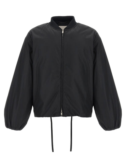 Bomber Jacket by Jil Sander for men in polyester & goose down black features an on trend silhouette, showcasing refined pockets & insulated and a sophisticated for a truly on trend finish.