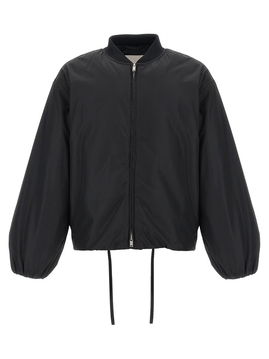Bomber Jacket by Jil Sander for men in polyester & goose down black features an on trend silhouette, showcasing refined pockets & insulated and a sophisticated for a truly on trend finish.