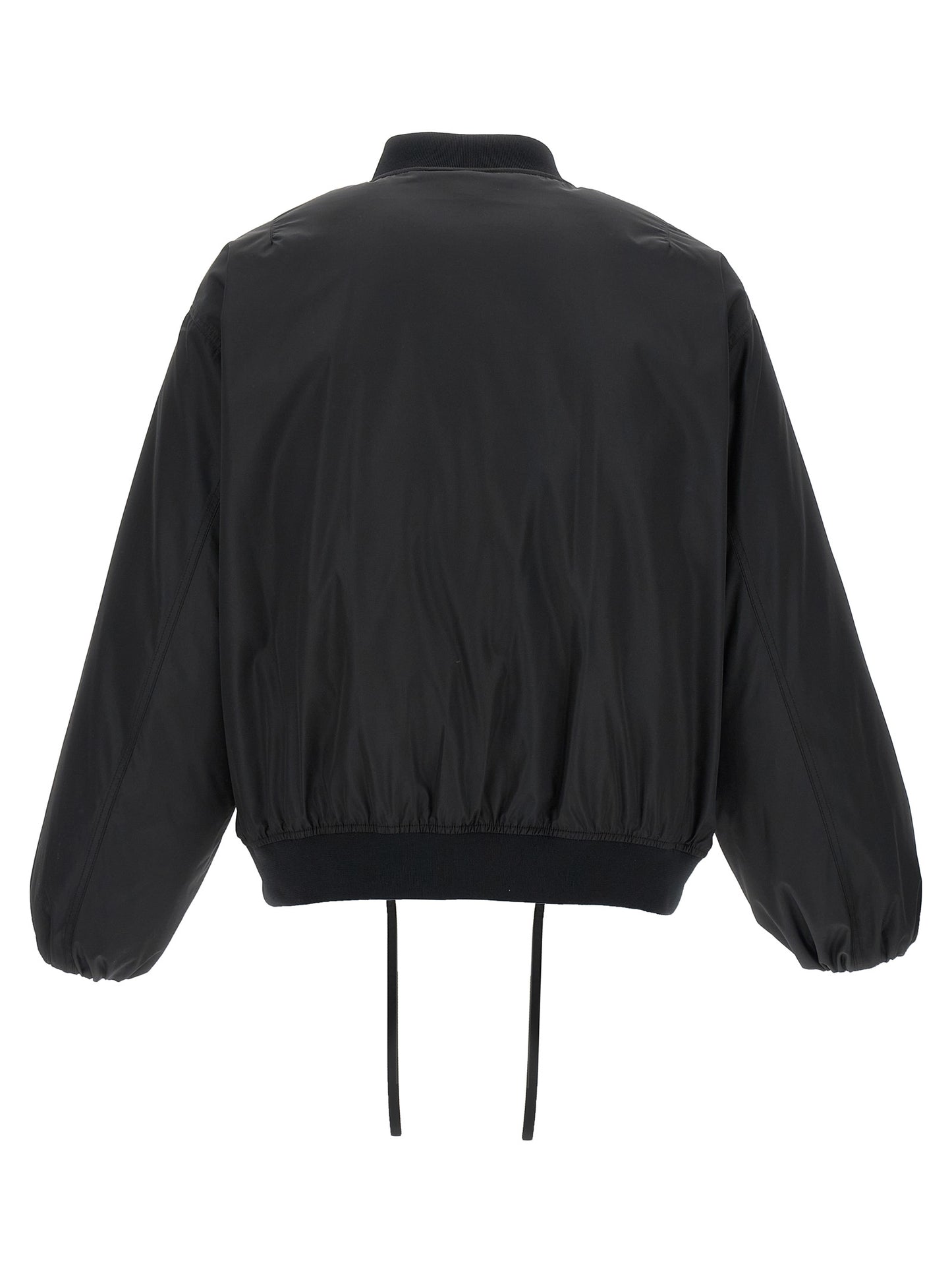 This Bomber Jacket by Jil Sander for men in polyester & goose down black exhibits a edgy silhouette, meticulously detailed with functional pockets & insulated and a edgy for a edgy finish.
