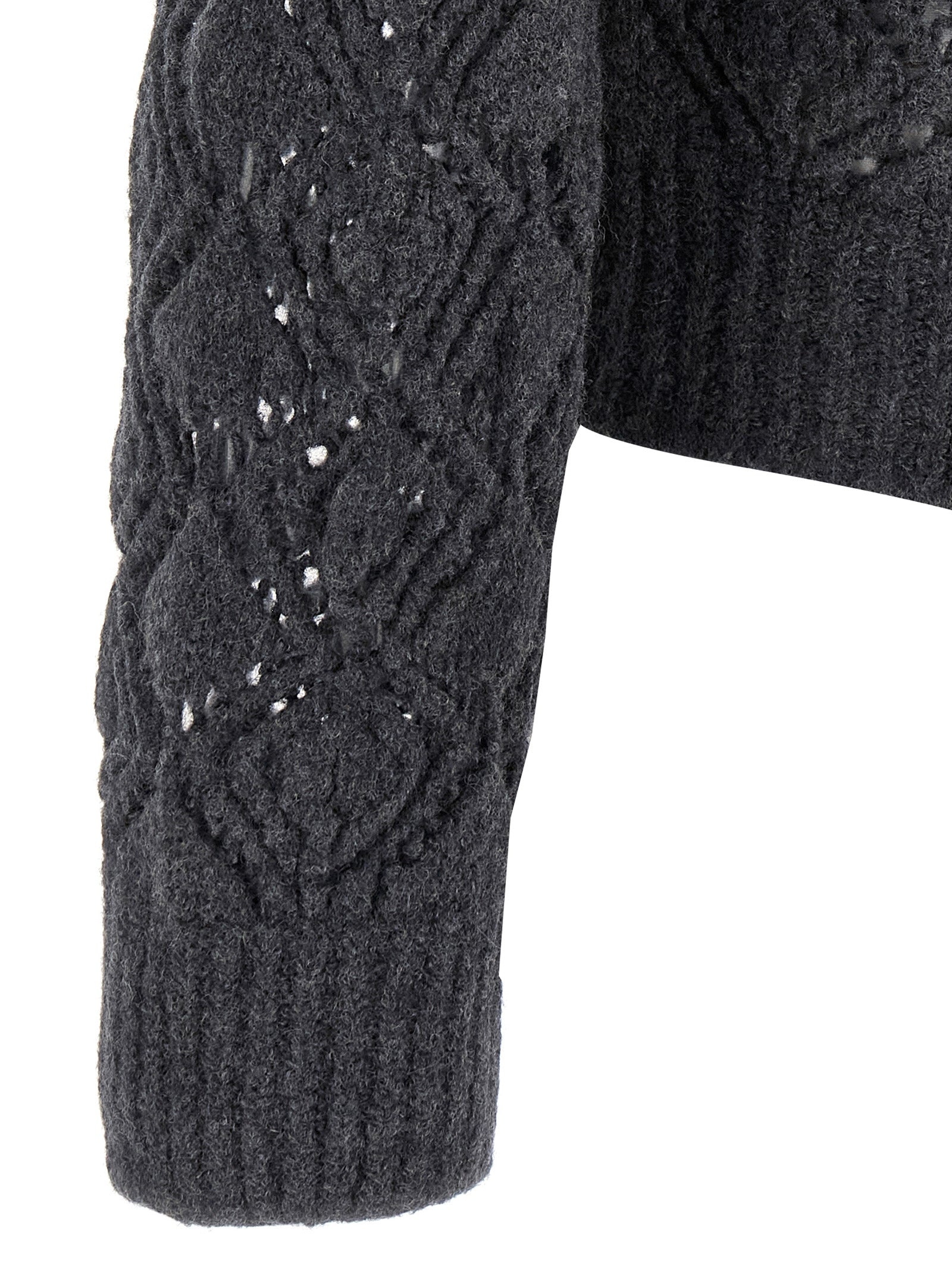 Cardigan by Jil Sander for men in virgin wool gray features a dramatic silhouette, showcasing a sophisticated and dramatic detail for a timeless, premium look.
