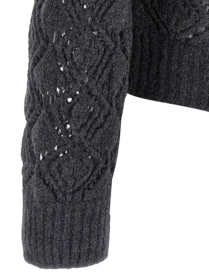 Cardigan by Jil Sander for men in virgin wool gray features a dramatic silhouette, showcasing a sophisticated and dramatic detail for a timeless, premium look.