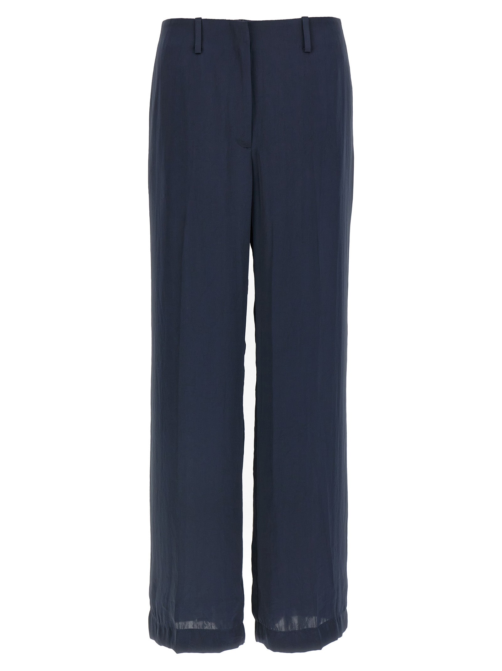 Trousers by Theory for women in silk & polyester blue features a artisanal silhouette, showcasing a sophisticated straight-leg & wide with a long and for a artisanal finish.