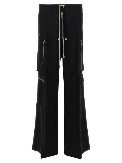 Rick Owens Men's Wide Wool Cargo Pants - Black
