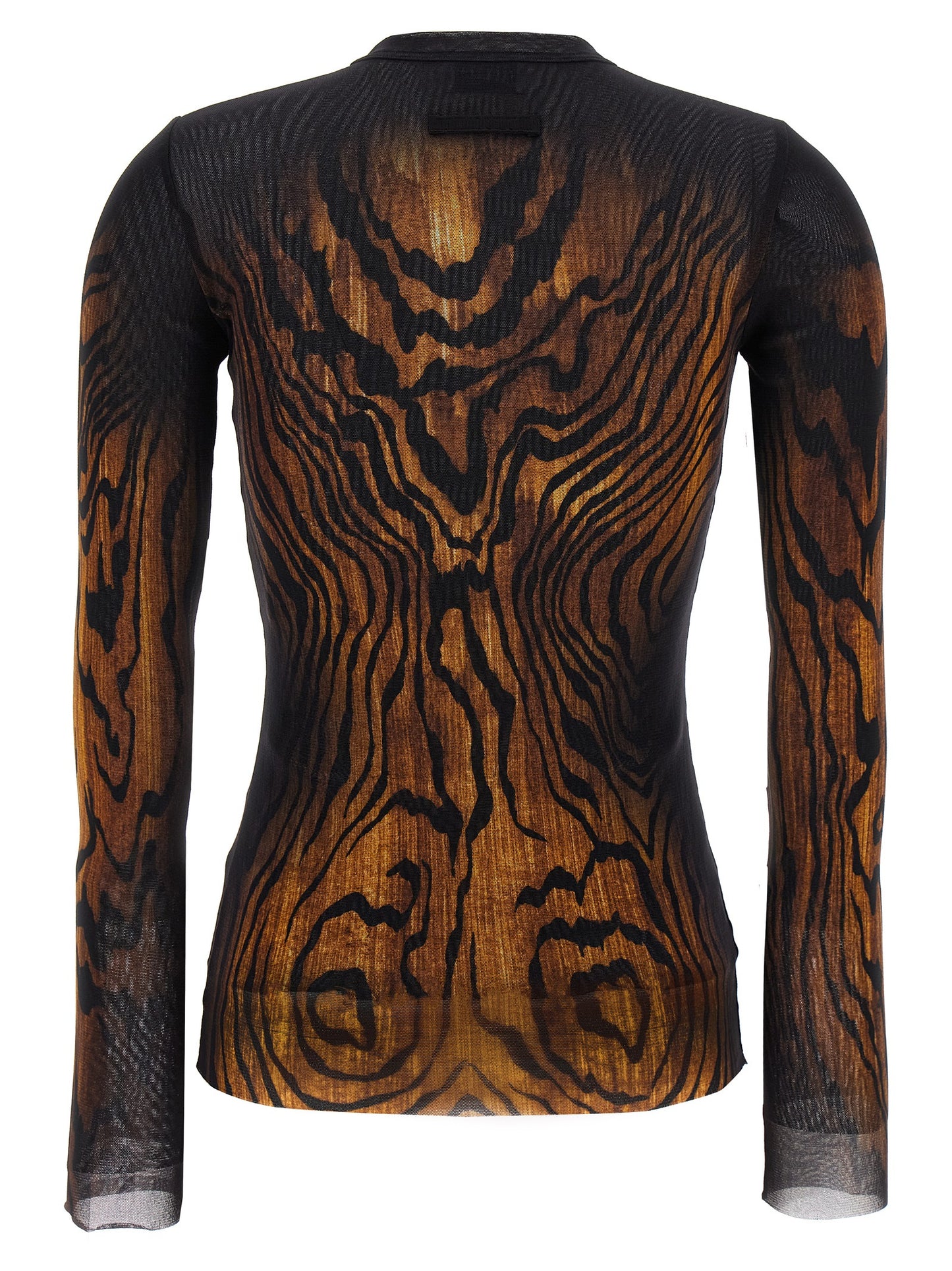 Shirt by Jean Paul Gaultier for women in polyamide multicolor, patterned & print showcases a sharp silhouette, elegantly detailed with a sharp crew neckline and sharp .