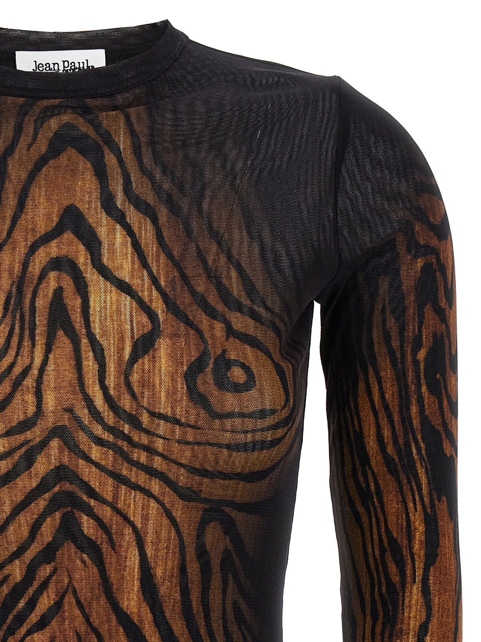 Shirt by Jean Paul Gaultier for women in polyamide multicolor, patterned & print, featuring a nuanced and nuanced crew neckline for a sophisticated finish.