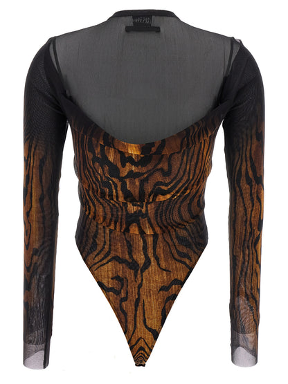 Bodysuit by Jean Paul Gaultier for women in polyamide multicolor & print features an amazing silhouette, showcasing a design and amazing crew neckline for a truly amazing fit.