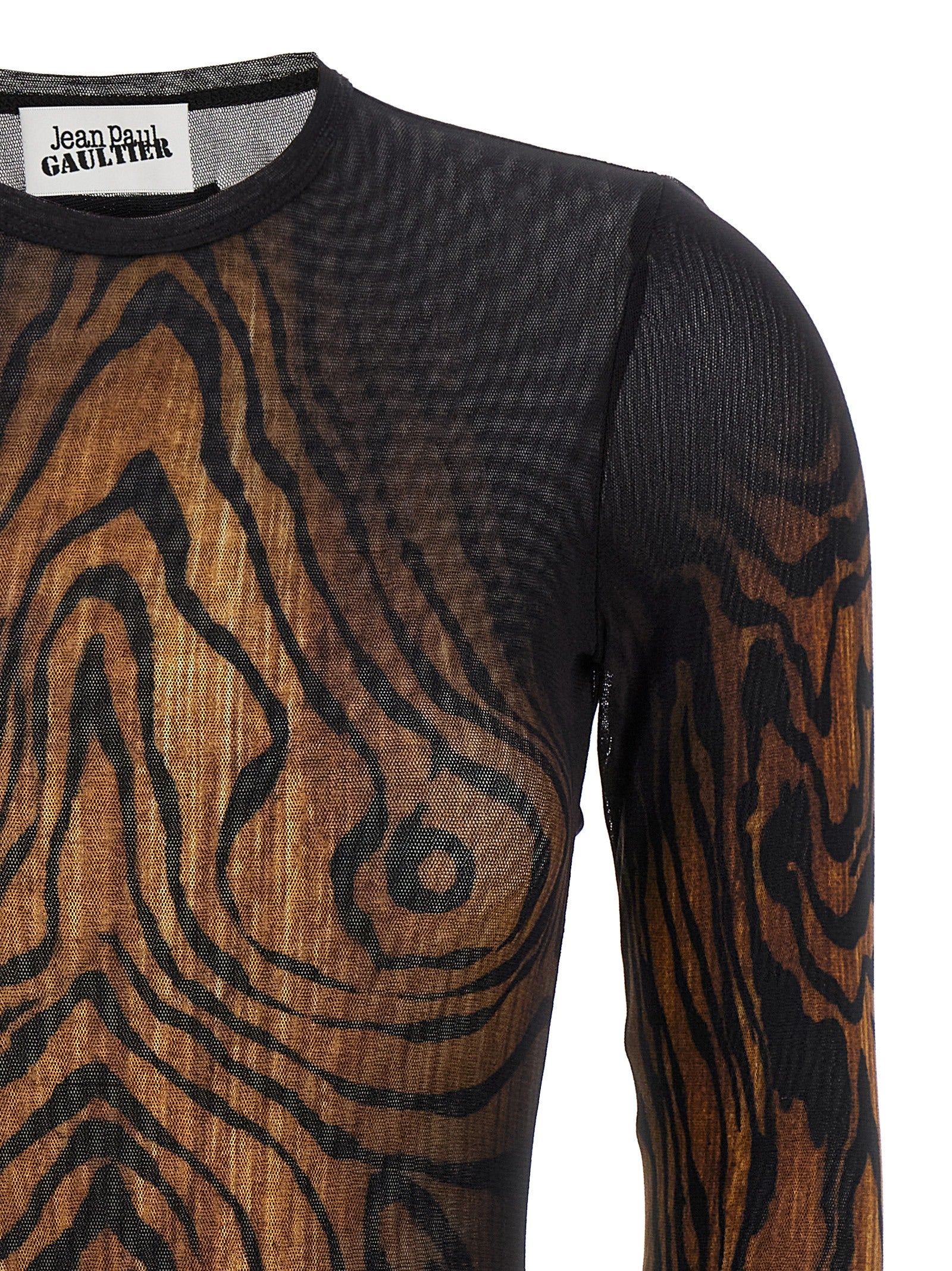 Bodysuit by Jean Paul Gaultier for women in polyamide multicolor & print showcases a coveted silhouette, artfully finished with a coveted crew neckline and for a coveted look.