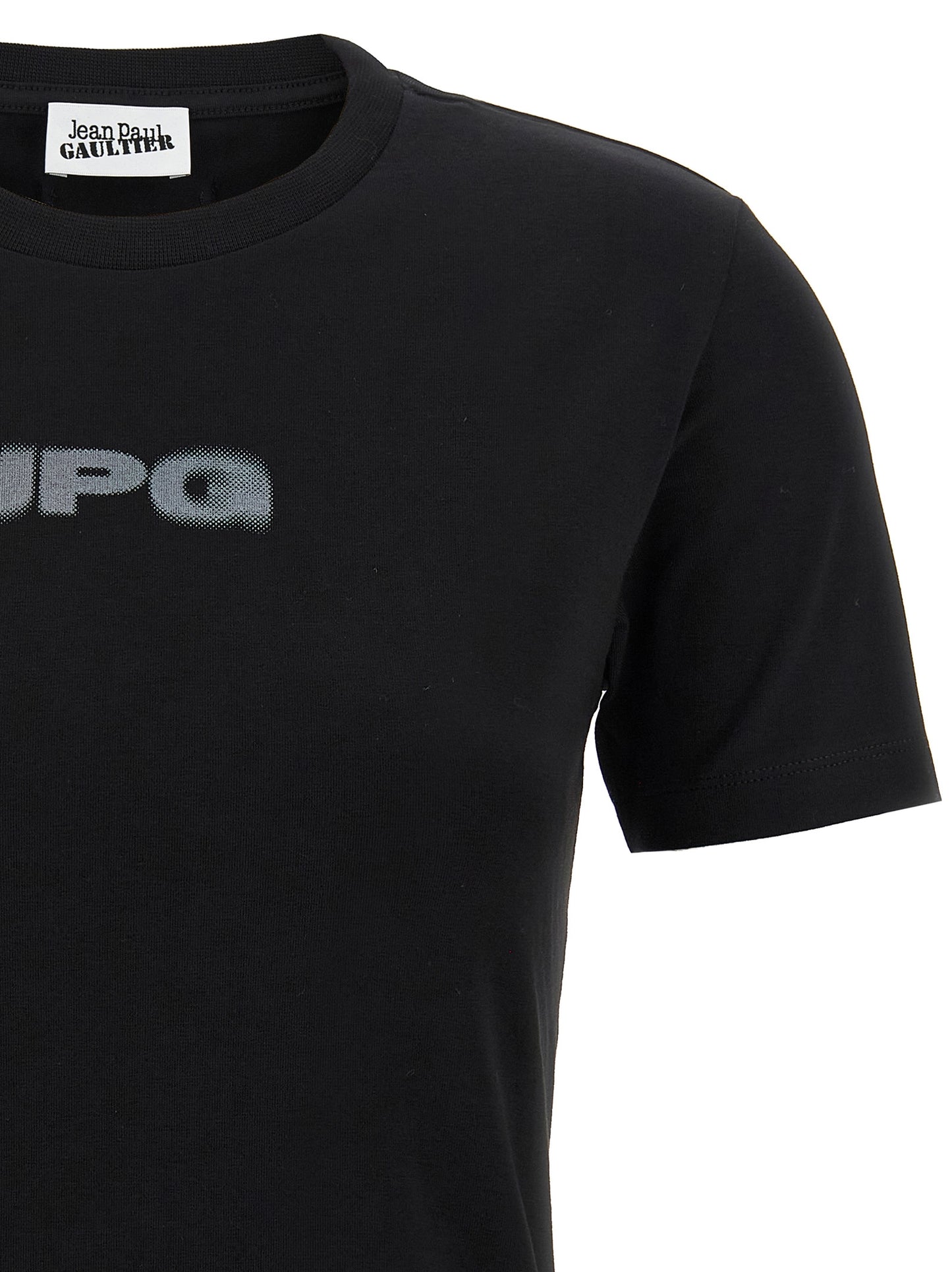 T-Shirt by Jean Paul Gaultier for women in stretch organic cotton black & print features an on trend silhouette, perfectly showcasing a on trend and crew neckline for an elevated aesthetic.