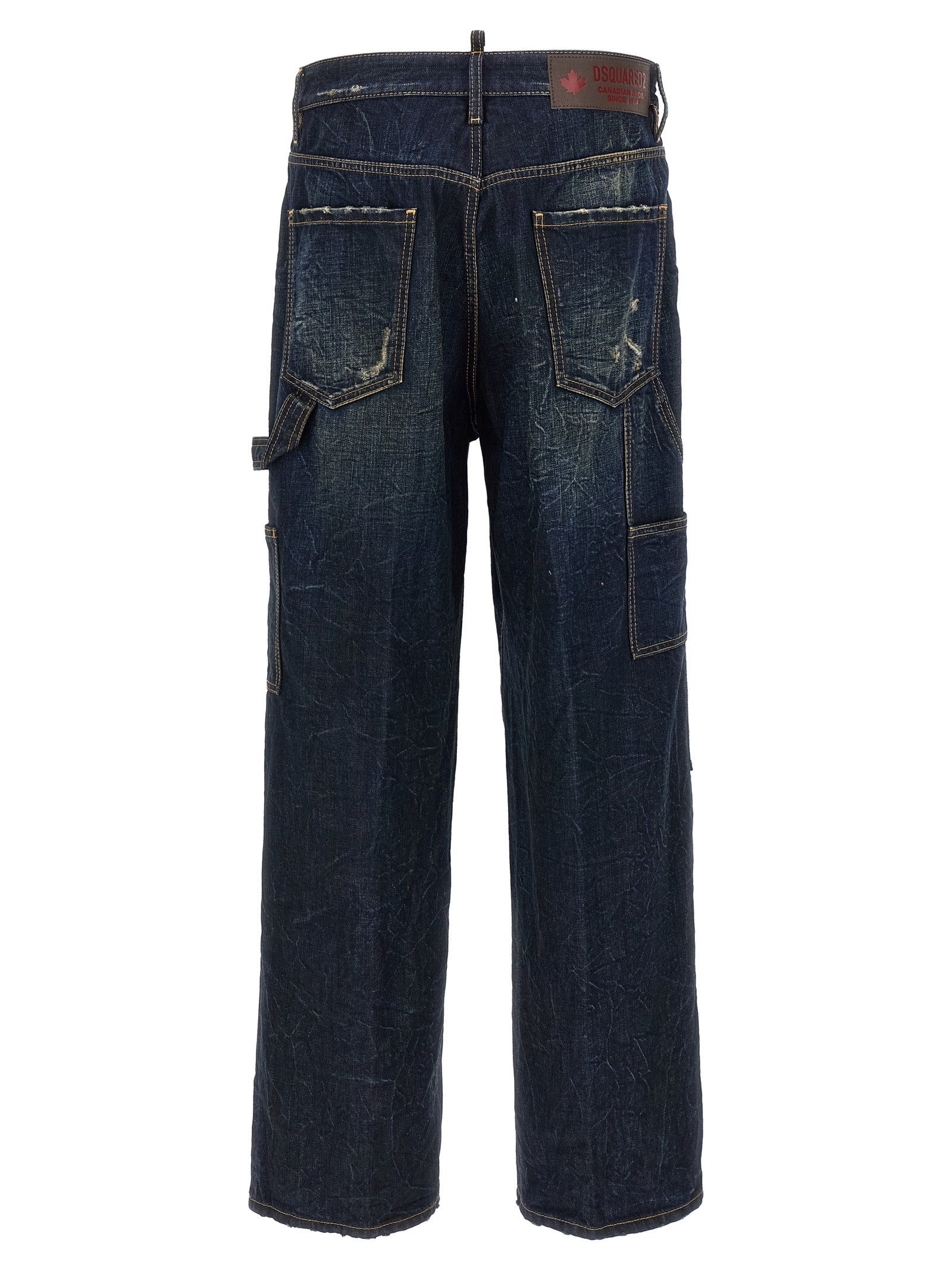 Jeans by Dsquared² for men in denim cotton blue & signature presents a refined pantology silhouette, artfully defined by a refined pantology straight-leg, long, and a sophisticated .