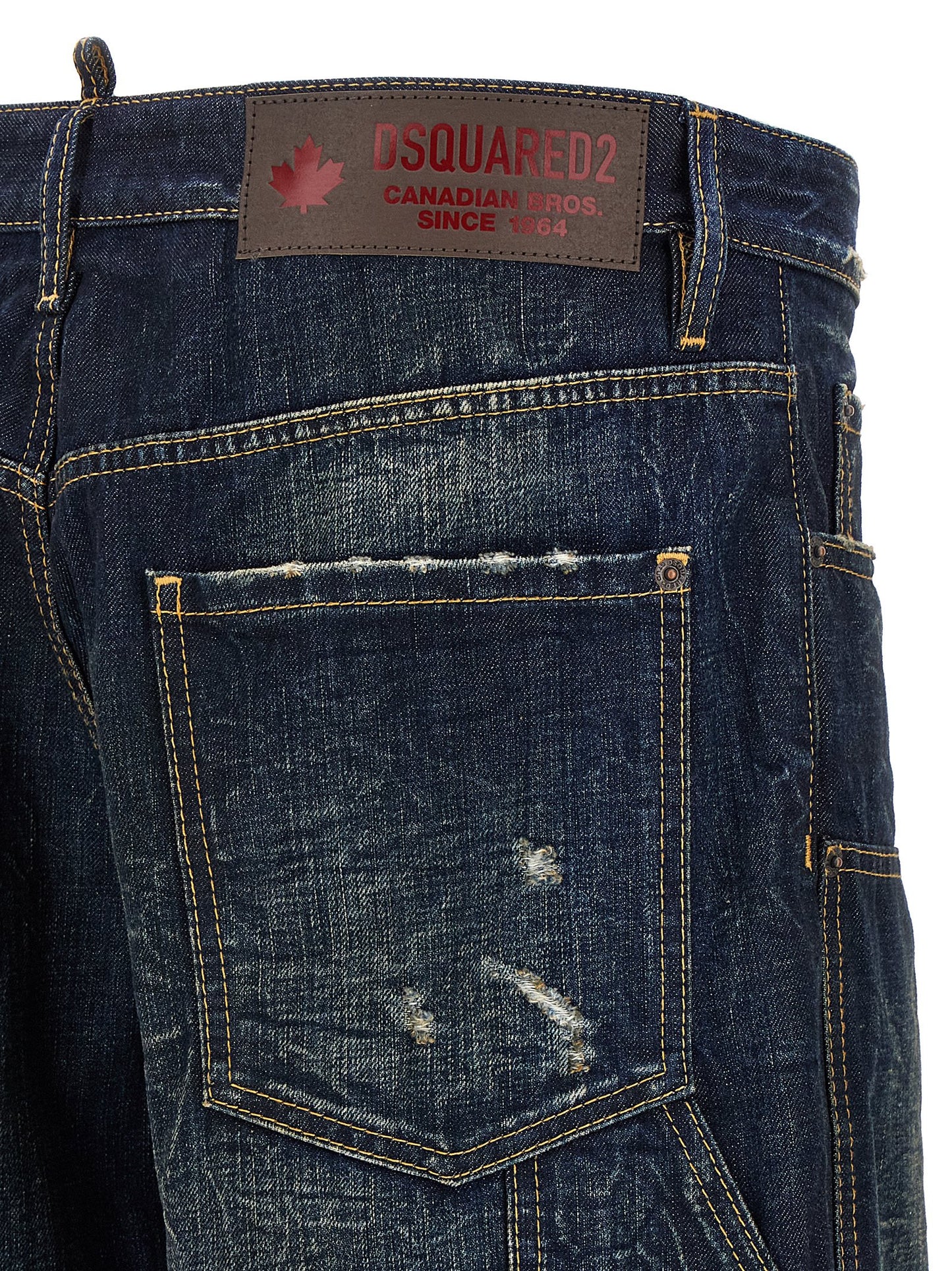 Jeans by Dsquared² for men in denim cotton blue & signature features a refined silhouette with a refined straight-leg, defined by a and a refined long for a refined finish.