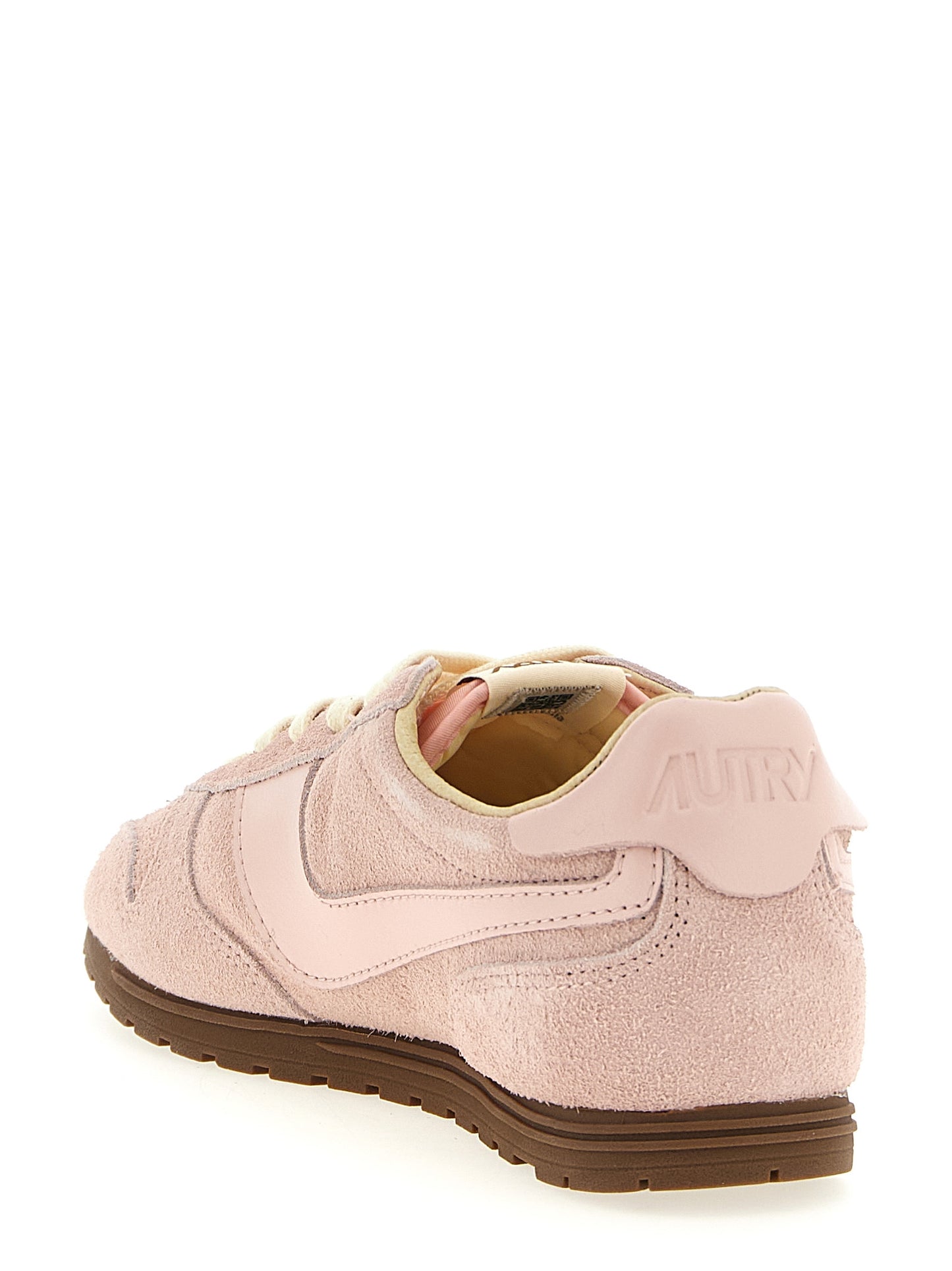 Sneakers by Autry for women in nylon cotton terry & suede cowhide leather multicolor, pink & jacquard features a chic design, perfectly showcasing the chic low-top style of this Women's Low Top Nylon Cotton Terry & Suede Cowhide Leather Sneakers.