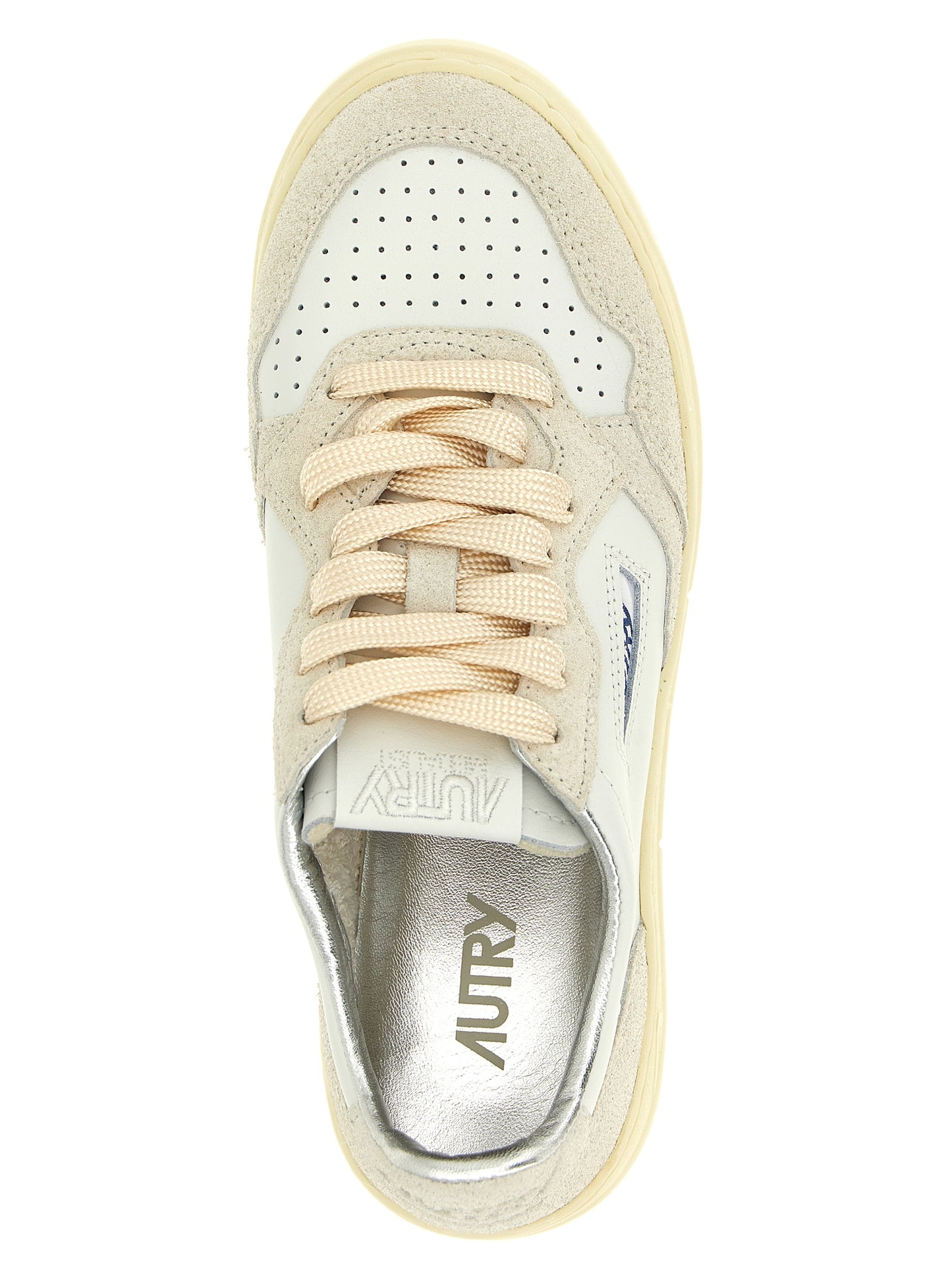 Sneakers by Autry for women in suede cowhide leather beige presents a impeccable silhouette as Women's Low Top Suede Cowhide leather Sneakers, expertly defined by a impeccable low-top style for a impeccable, high-fashion look.