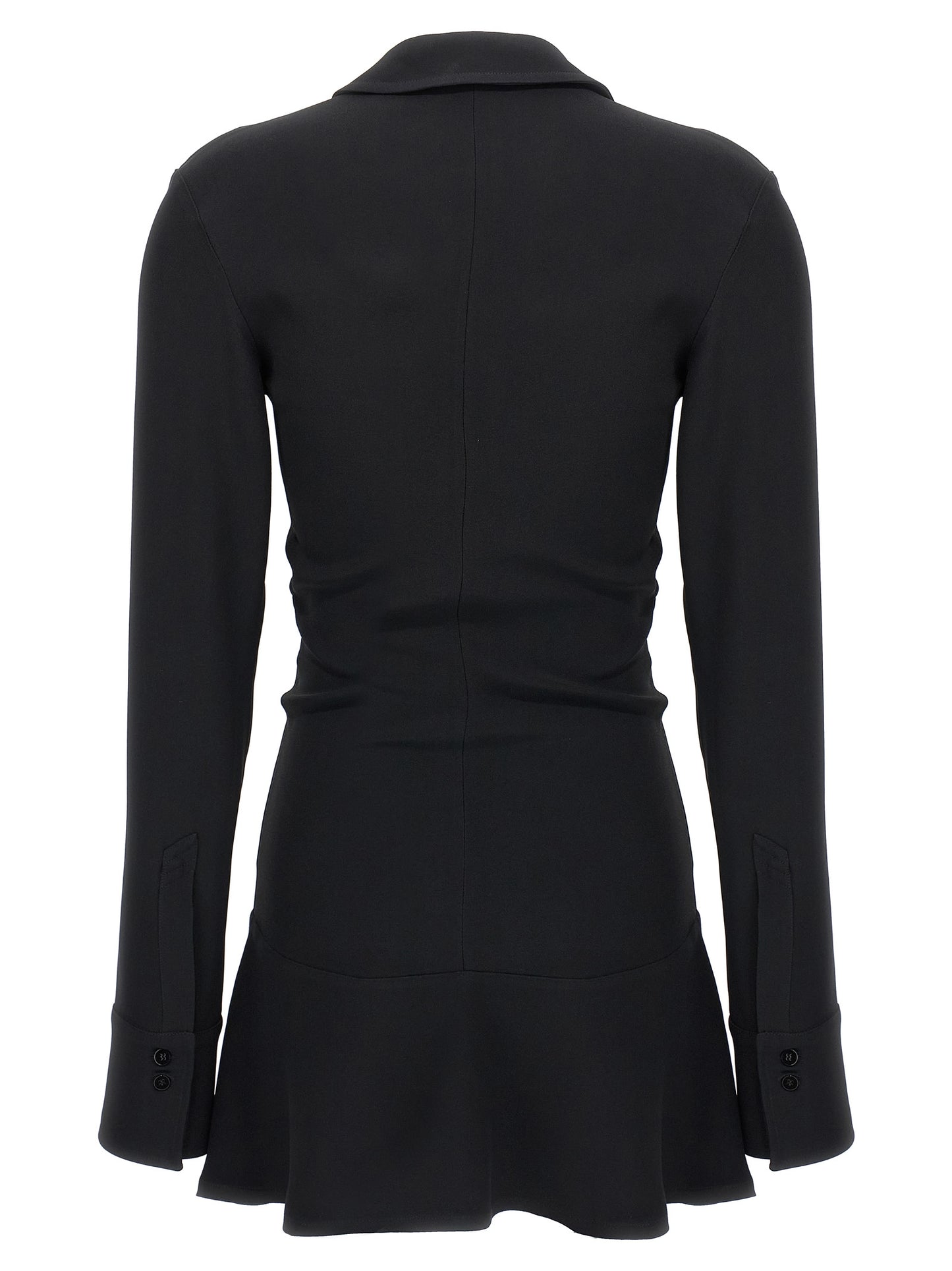 Dress by The Attico for women in marabou & viscose black features an sultry silhouette defined by a v-neck neckline and , falling to an sultry short mini for a sultry look.