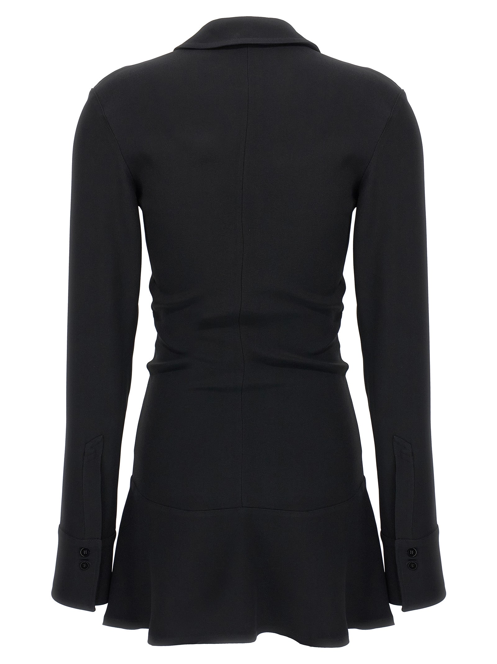 Dress by The Attico for women in marabou & viscose black features an sultry silhouette defined by a v-neck neckline and , falling to an sultry short mini for a sultry look.