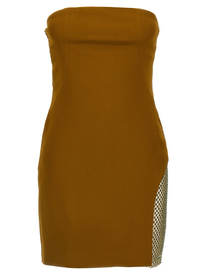 Dress by The Attico for women in marabou acrylic bicolour & green features an cute silhouette, detailed with a and split neckline that elegantly flows into a cute short mini.