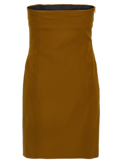 Dress by The Attico for women in marabou acrylic bicolour & green presents a sinuous silhouette, showcasing a sophisticated split neckline and detailed with a sinuous short mini for a refined finish.