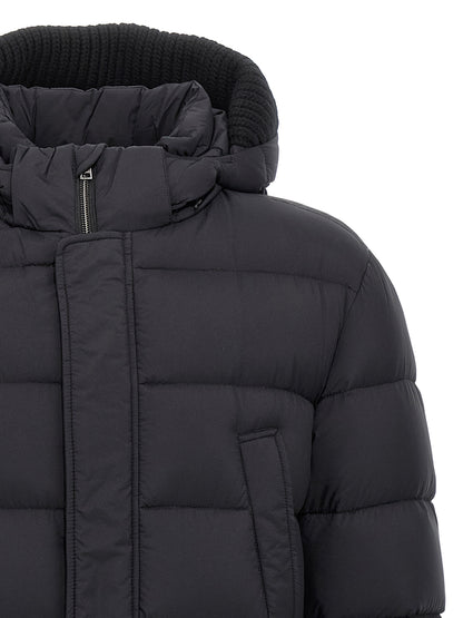 Hooded Parka by Herno for men in nylon & goose-down black features a stylish silhouette, meticulously detailed with a sophisticated hooded neckline and functional water-resistant, hooded & insulated for a stylish finish.