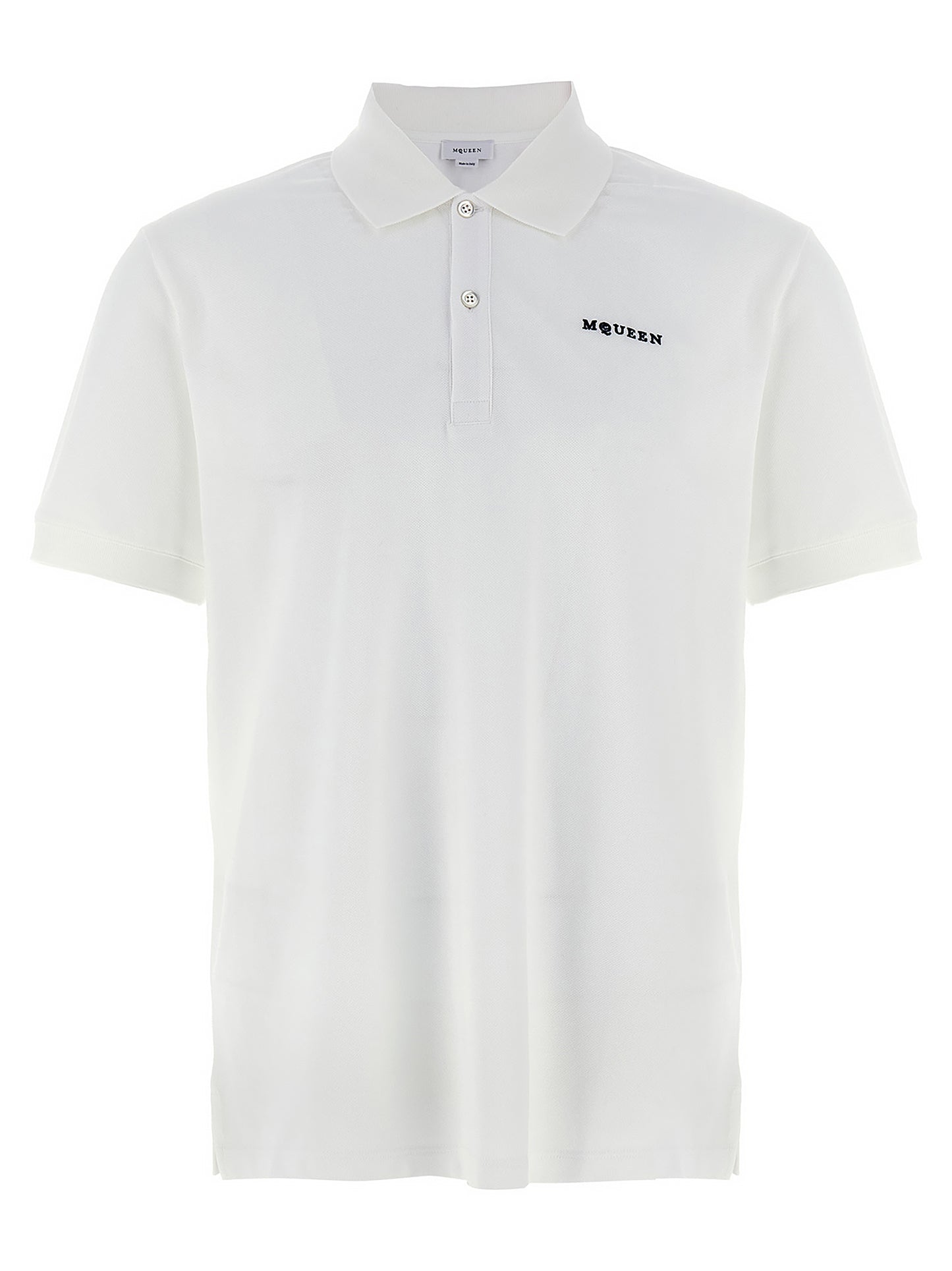 Polo Shirt by Alexander McQueen for men in cotton bicolour, black & white presents a distinguished silhouette, showcasing a sophisticated and distinguished short-sleeve for a truly distinguished finish.