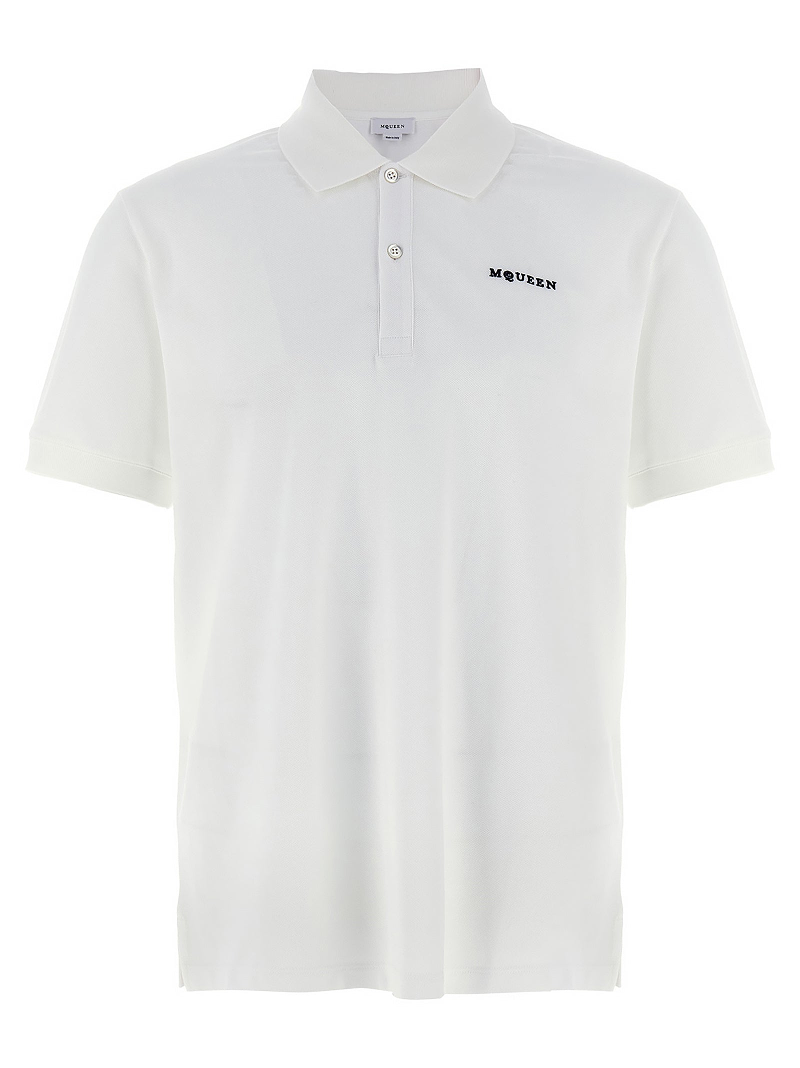Polo Shirt by Alexander McQueen for men in cotton bicolour, black & white presents a distinguished silhouette, showcasing a sophisticated and distinguished short-sleeve for a truly distinguished finish.