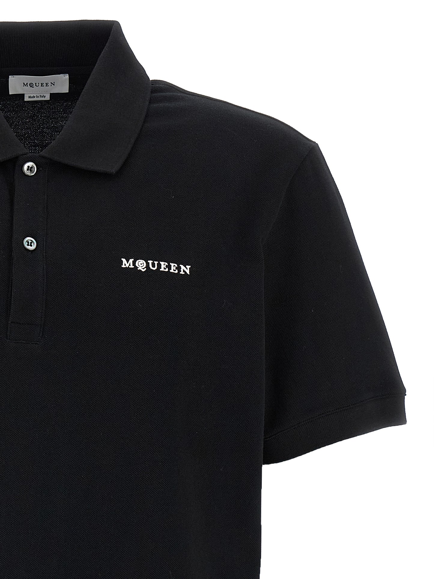 Polo Shirt by Alexander McQueen for men in cotton bicolour, black & white features a eye catching silhouette, showcasing a refined and for a eye catching finish.