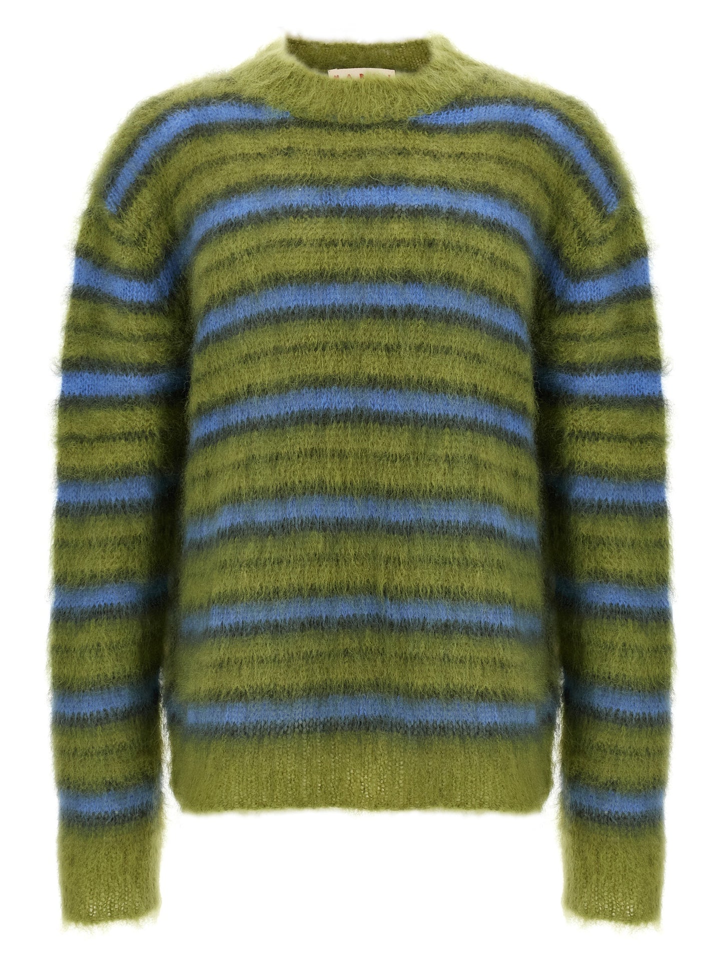 Cardigan by Marni for men in polyester & mohair multicolor, patterned & striped features an crisp silhouette, showcasing a sophisticated crew neckline and detail for a truly crisp finish.