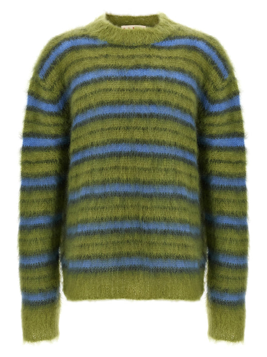 Cardigan by Marni for men in polyester & mohair multicolor, patterned & striped features an crisp silhouette, showcasing a sophisticated crew neckline and detail for a truly crisp finish.