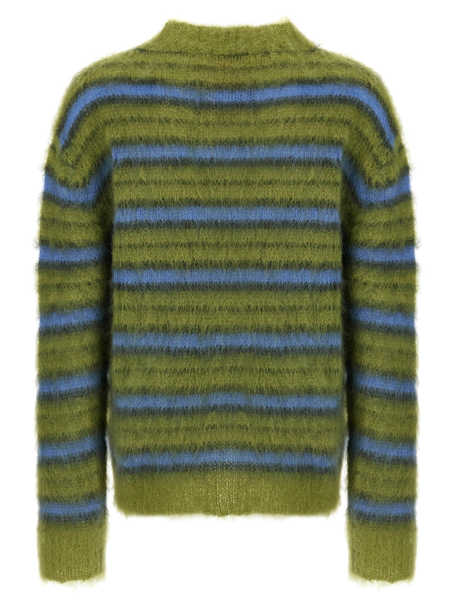 Cardigan by Marni for men in polyester & mohair multicolor, patterned & striped features a nuanced silhouette with a refined crew neckline and nuanced detailing for a sophisticated look.