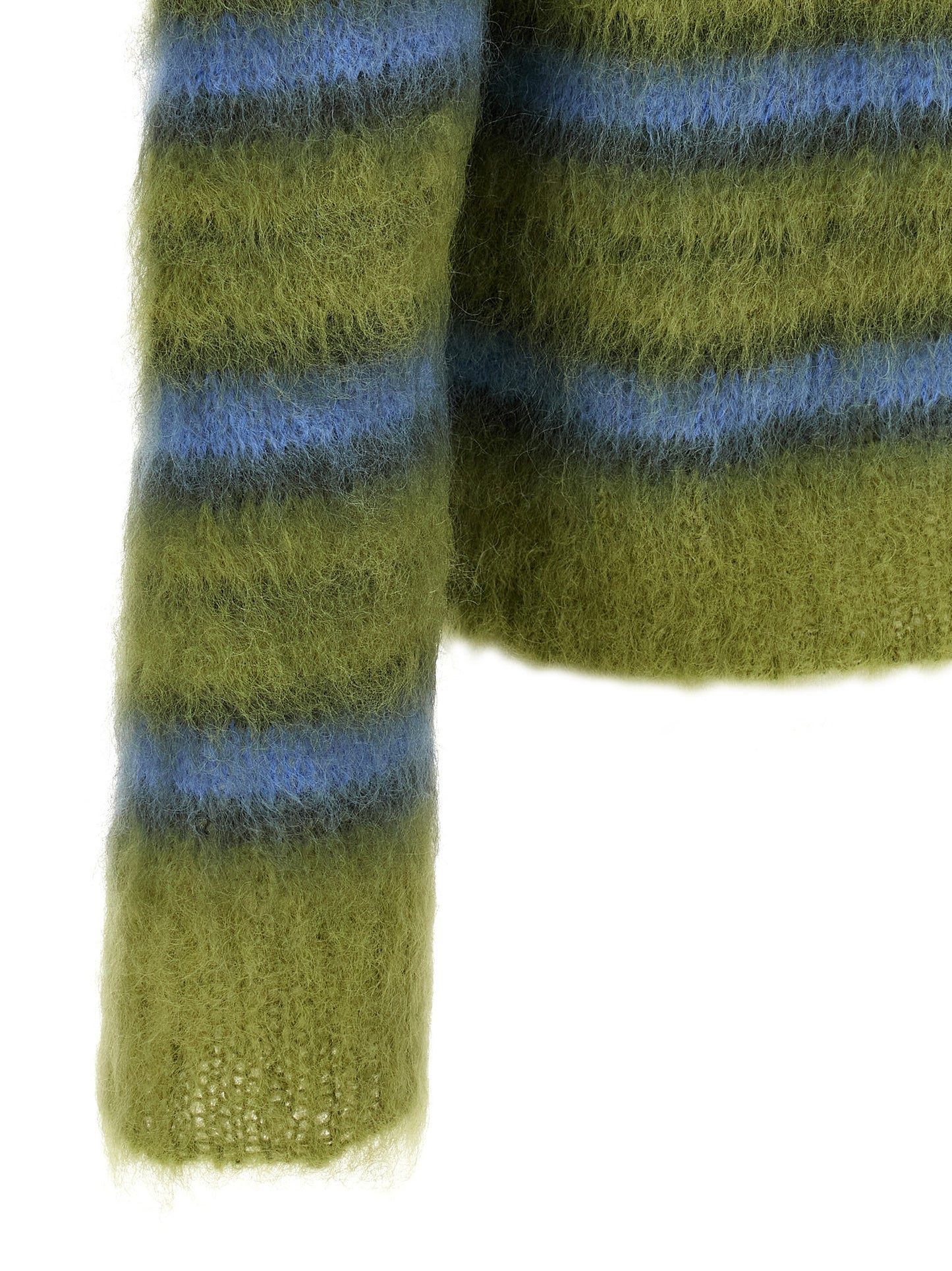 Cardigan by Marni for men in polyester & mohair multicolor, patterned & striped features a dramatic silhouette, showcasing a sophisticated and dramatic detail for a timeless, premium look.