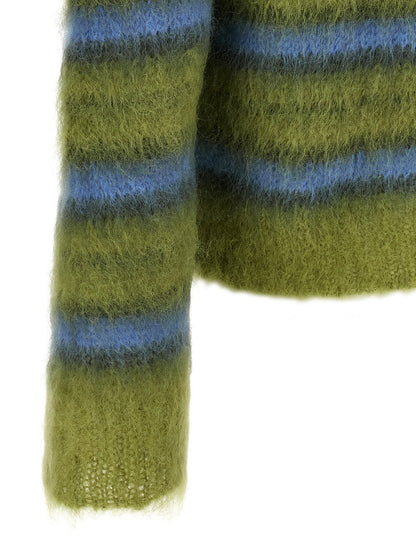 Cardigan by Marni for men in polyester & mohair multicolor, patterned & striped features a dramatic silhouette, showcasing a sophisticated and dramatic detail for a timeless, premium look.