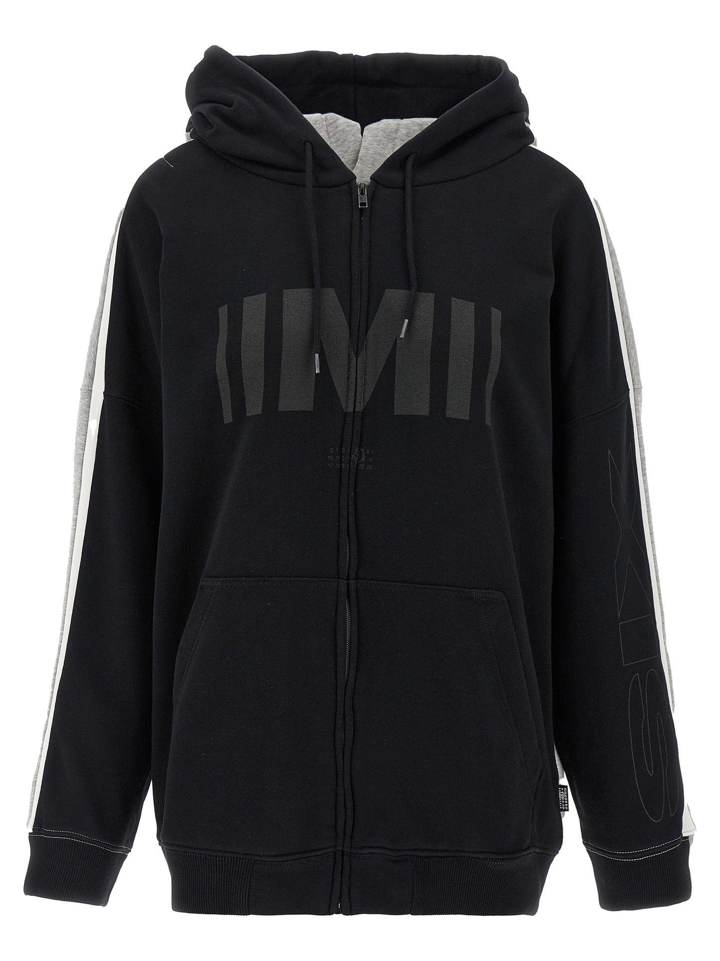 Sweatshirt Hoodie by MM6 Maison Margiela for women in cotton polyester multicolor, signature & print features an dramatic silhouette, showcasing a sophisticated hooded neckline and dramatic for a refined, modern aesthetic.
