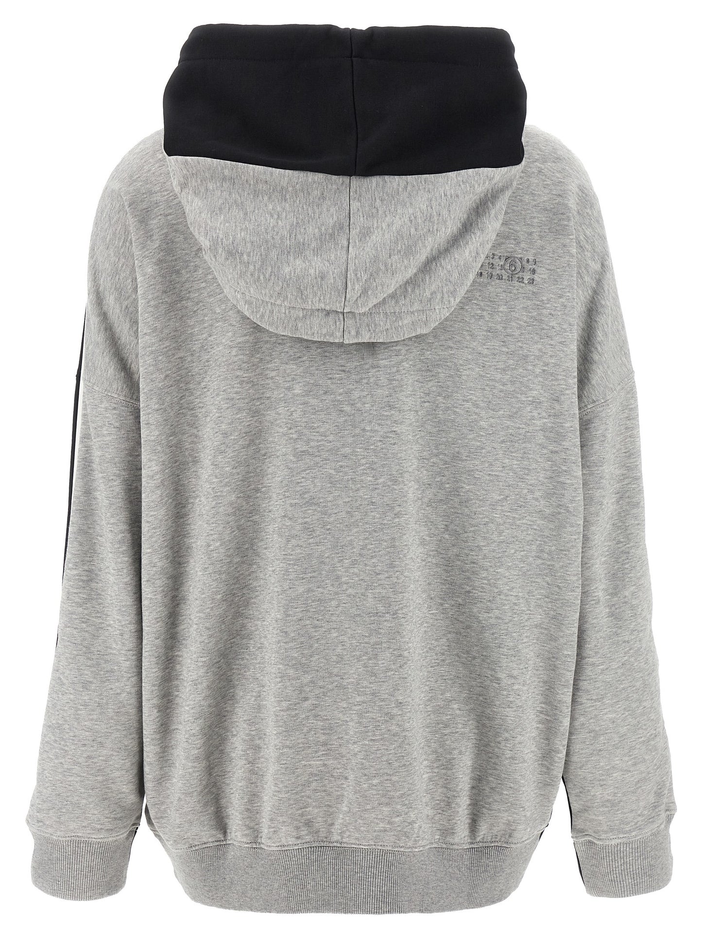 Sweatshirt Hoodie by MM6 Maison Margiela for women in cotton polyester multicolor, signature & print features a slouchy chic silhouette, detailed with a slouchy chic and a signature hooded neckline for an elevated aesthetic.