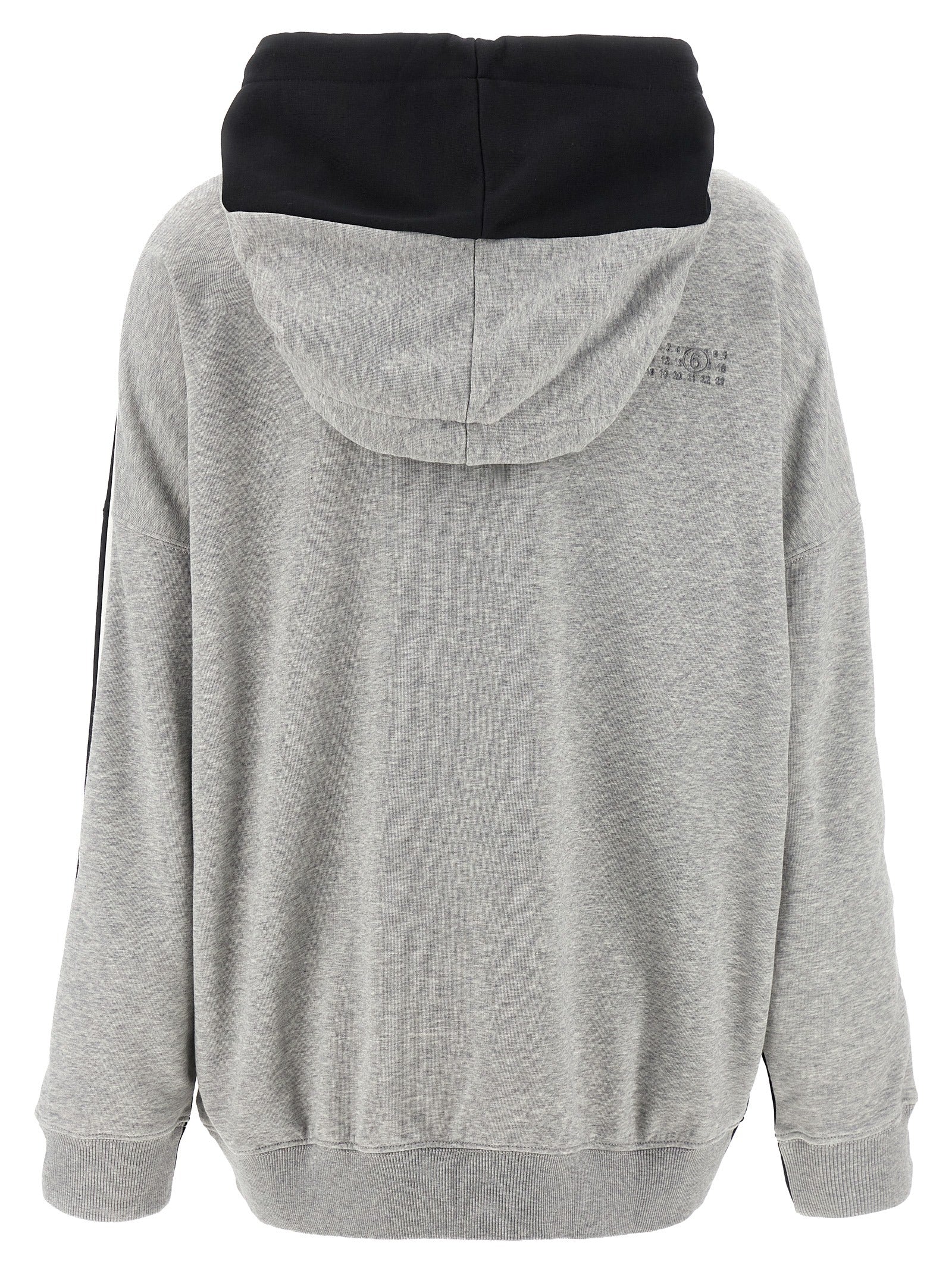 Sweatshirt Hoodie by MM6 Maison Margiela for women in cotton polyester multicolor, signature & print features a slouchy chic silhouette, detailed with a slouchy chic and a signature hooded neckline for an elevated aesthetic.
