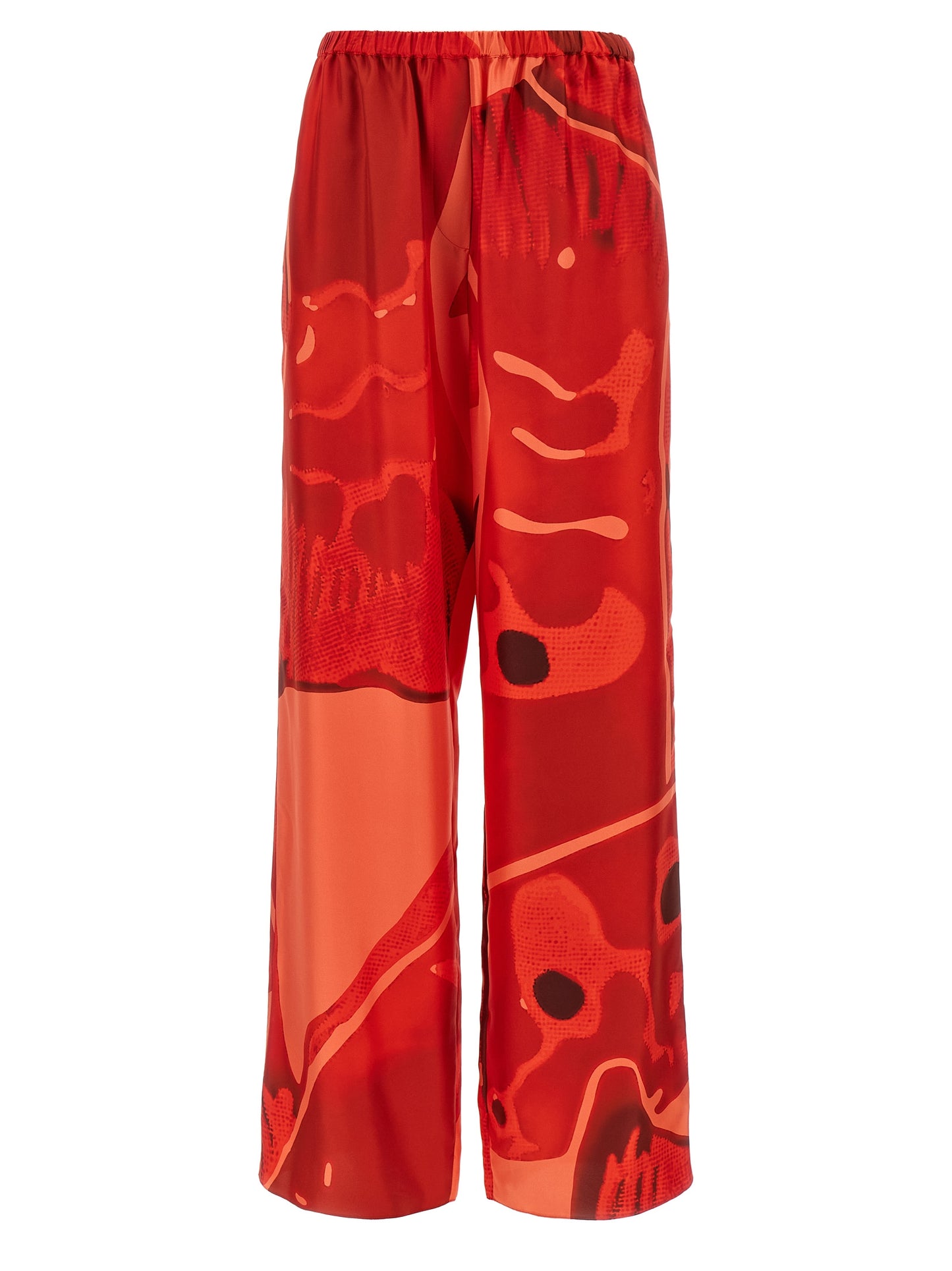 Palazzo Pants by Ferragamo for women in silk multicolor, red & print features an sophisticated and relaxed-fit & wide with a precise long, creating a sophisticated and sophisticated silhouette.