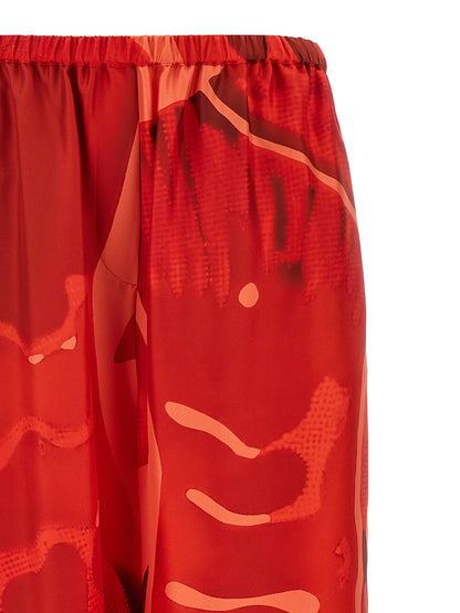 Palazzo Pants by Ferragamo for women in silk multicolor, red & print features an refined tailoring silhouette, showcasing a premium relaxed-fit & wide with a and long cut for a refined tailoring look.