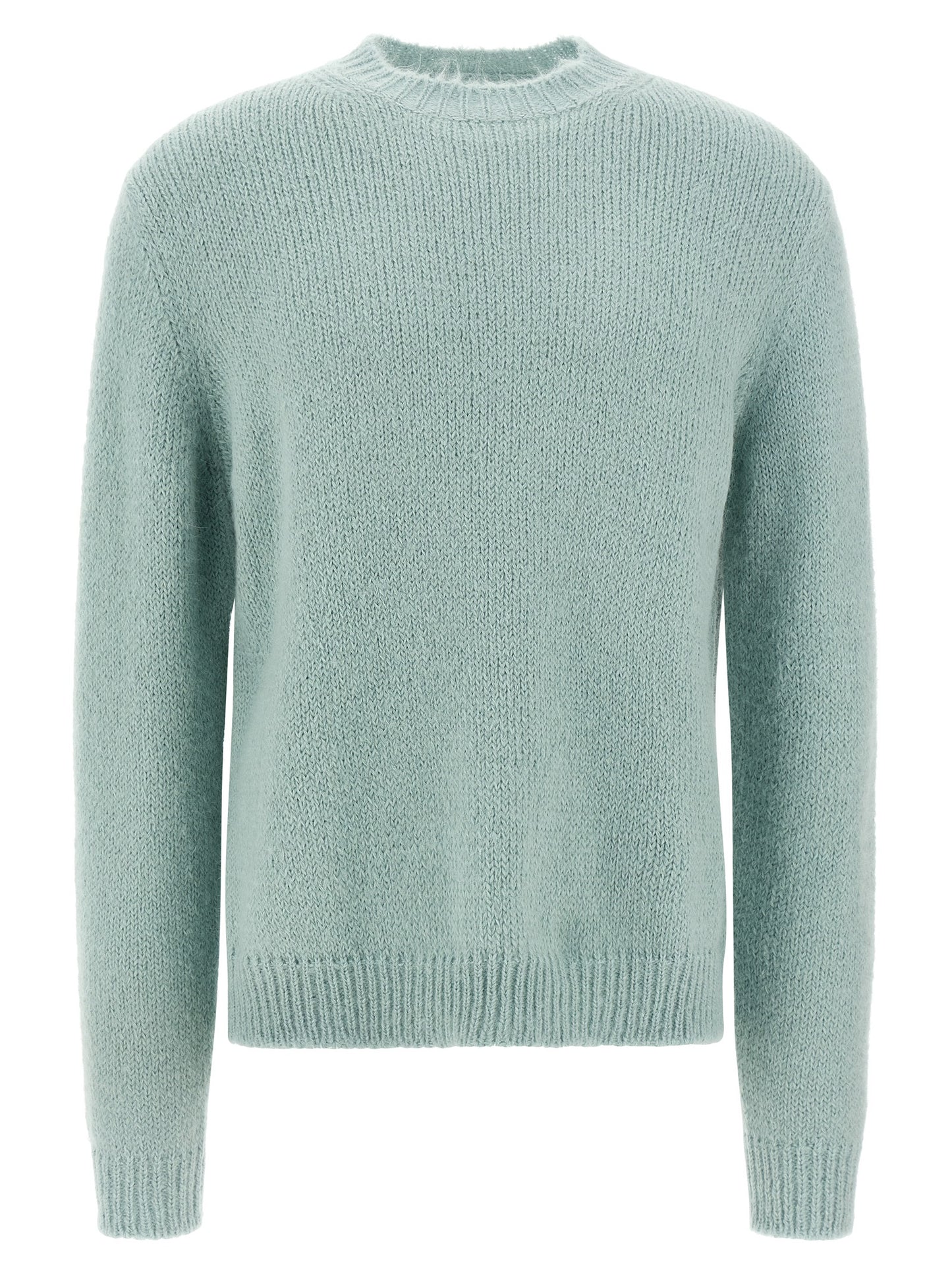 Cardigan by Jil Sander for men in polyamide leather & alpaca wool light-blue presents a textural silhouette, artfully finished with a textural crew neckline and long-sleeve for a sophisticated, textural look.