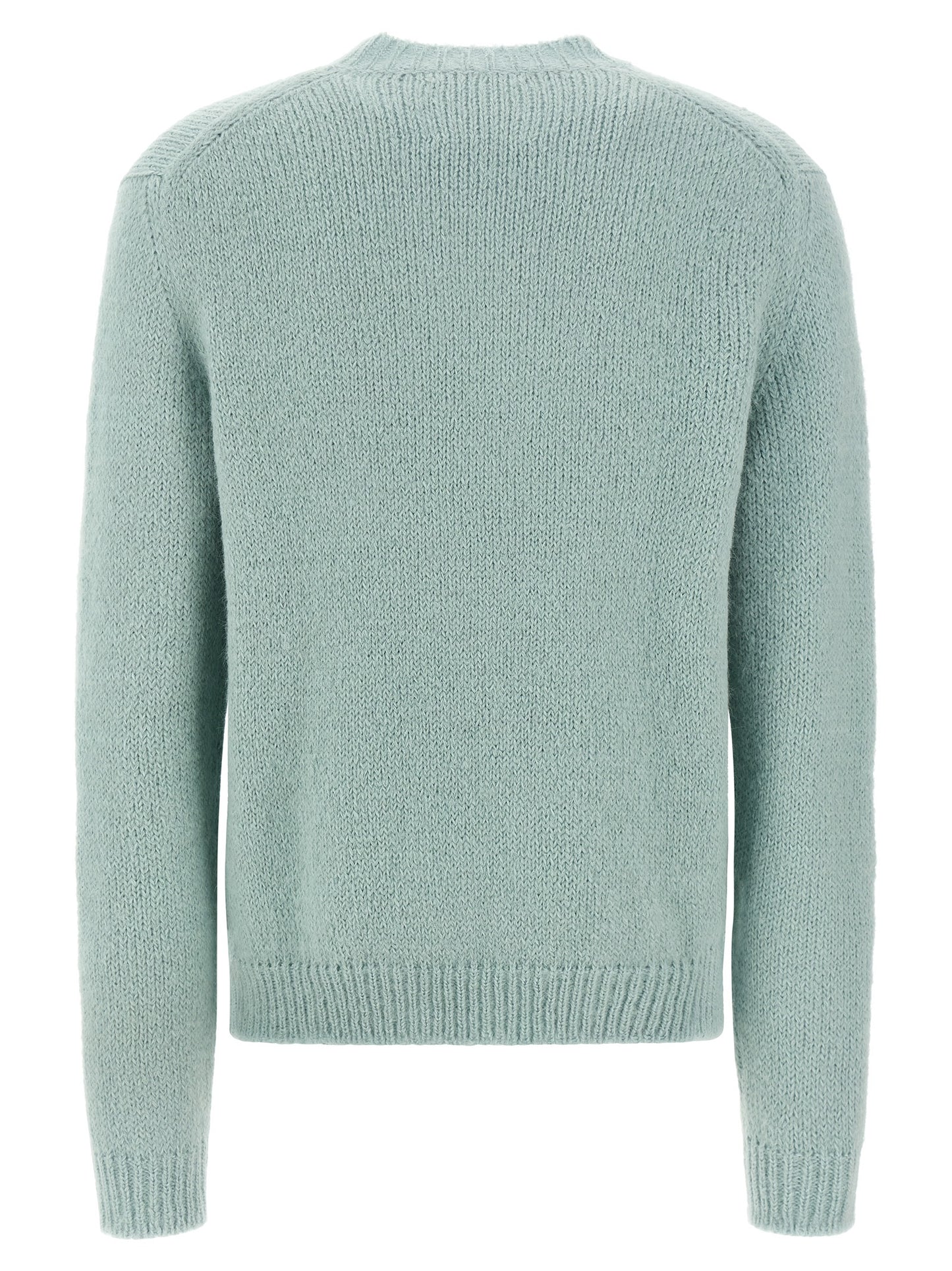 Cardigan by Jil Sander for men in polyamide leather & alpaca wool light-blue features an crisp silhouette, showcasing a sophisticated crew neckline and detail for a truly crisp finish.