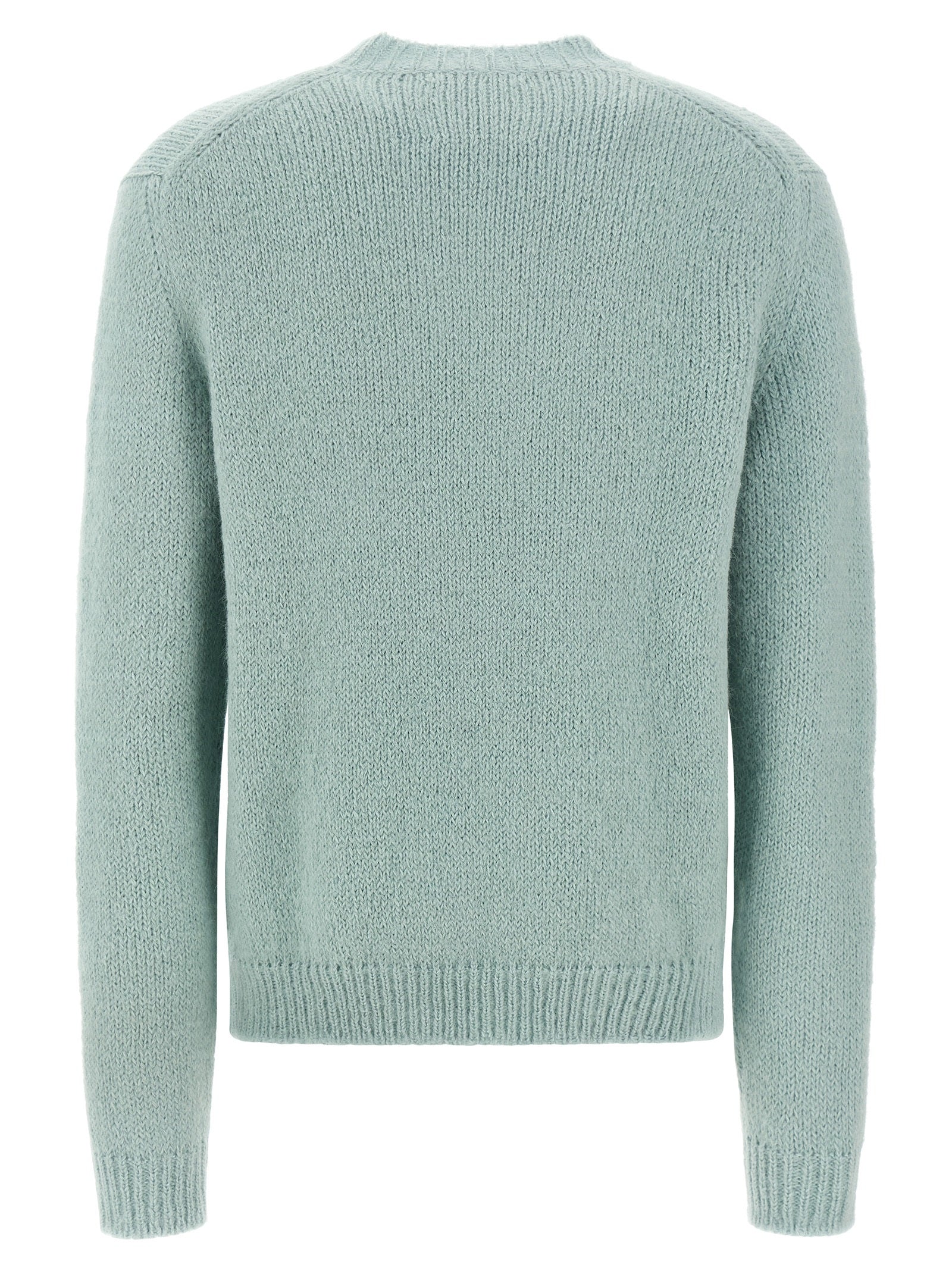 Cardigan by Jil Sander for men in polyamide leather & alpaca wool light-blue features an crisp silhouette, showcasing a sophisticated crew neckline and detail for a truly crisp finish.