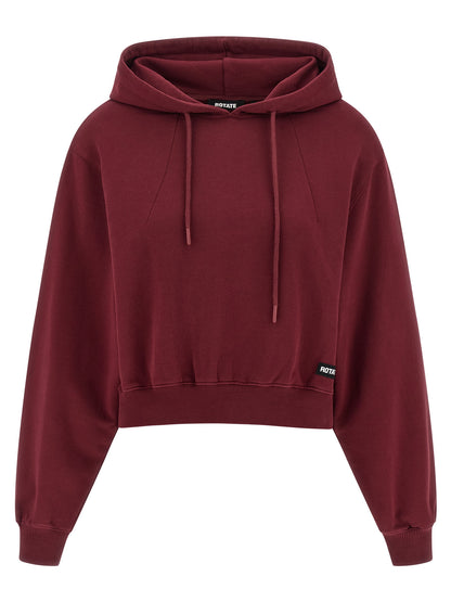 Sweatshirt Hoodie by ROTATE BIRGER CHRISTENSEN for women in cotton terry cloth bordeaux features an luminous silhouette, showcasing a sophisticated hooded neckline and for a truly luminous look.