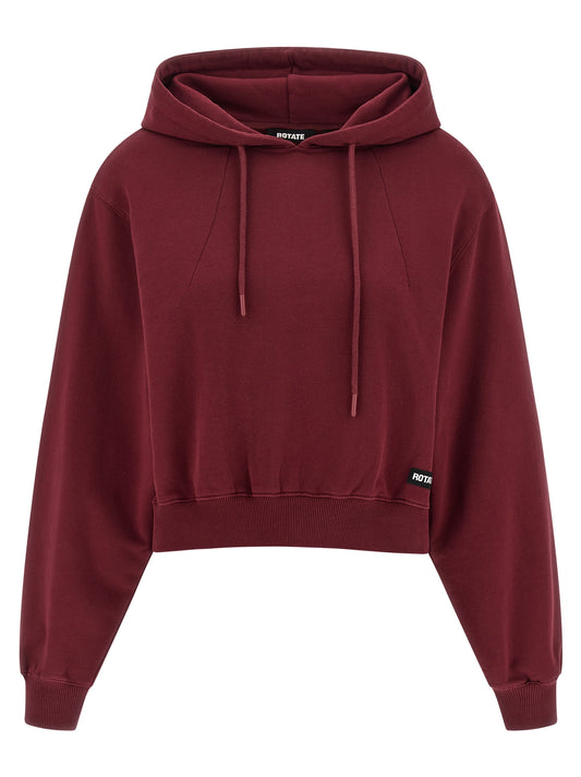Sweatshirt Hoodie by ROTATE BIRGER CHRISTENSEN for women in cotton terry cloth bordeaux features an luminous silhouette, showcasing a sophisticated hooded neckline and for a truly luminous look.