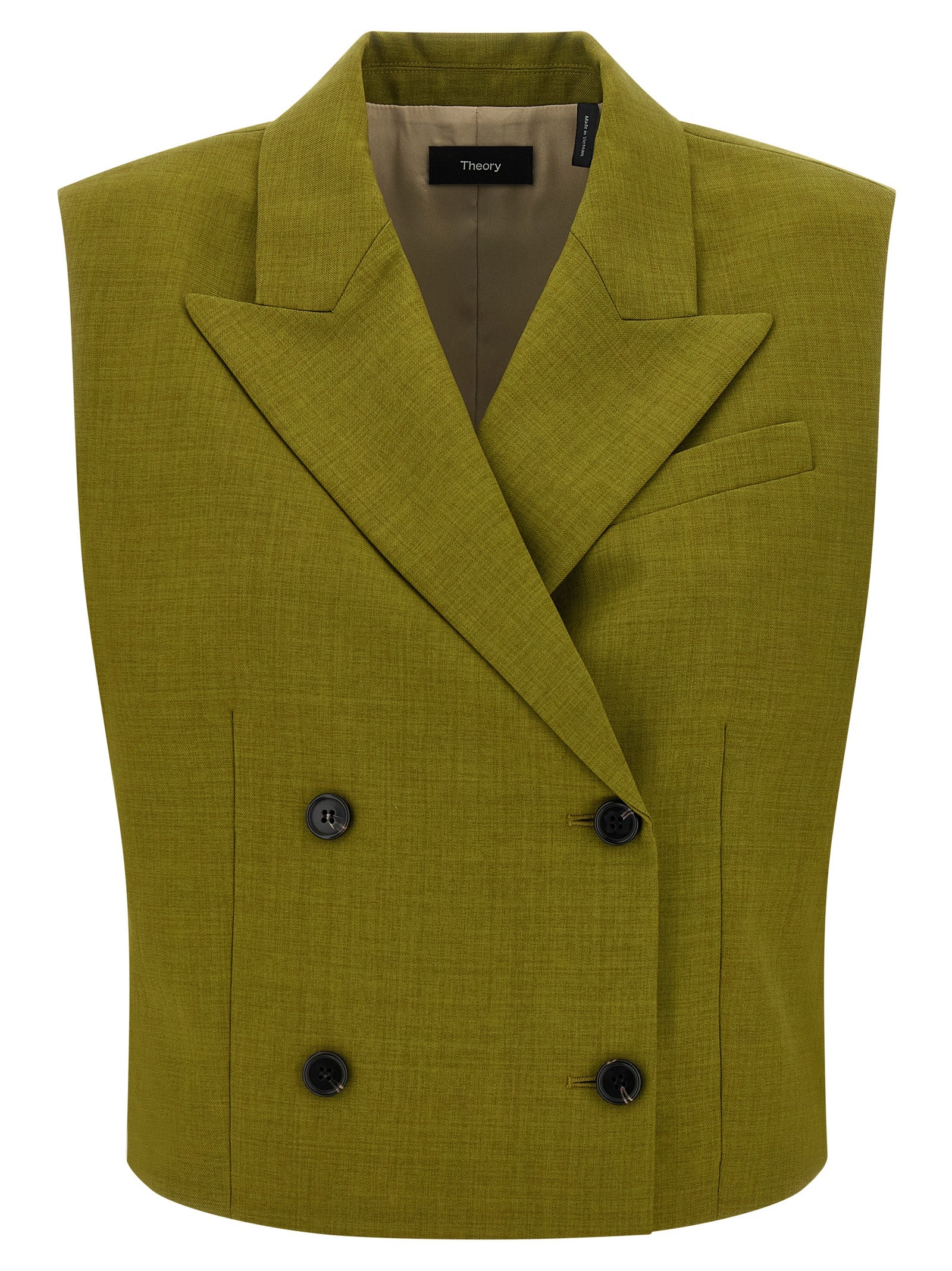 Vest by Theory for women in polyester twill bicolour & green features an contemporary silhouette, showcasing refined pockets and a contemporary for a sophisticated layered look.