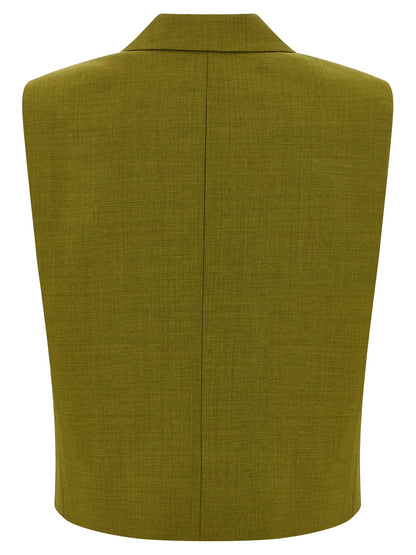 Vest by Theory for women in polyester twill bicolour & green features a chic silhouette, expertly detailed with a refined and premium pockets for a truly chic look.