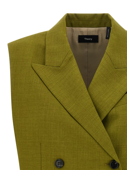 Vest by Theory for women in polyester twill bicolour & green features a enviable silhouette, elegantly detailed with a enviable and functional pockets for a enviable finish.