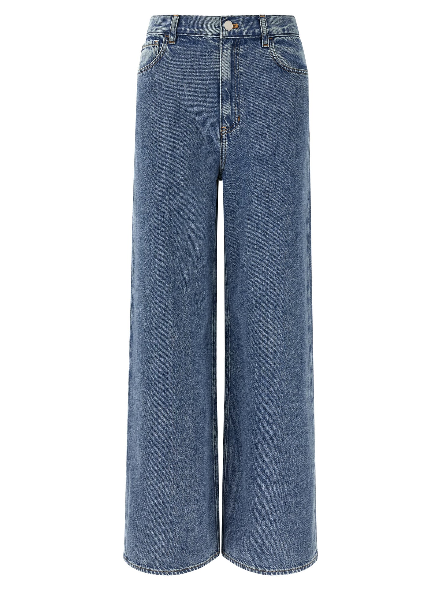 Jeans by Theory for women in lyocell & denim cotton blue presents a tailored silhouette, showcasing a tailored relaxed-fit & wide and long cut with a refined high rise for a truly tailored aesthetic.