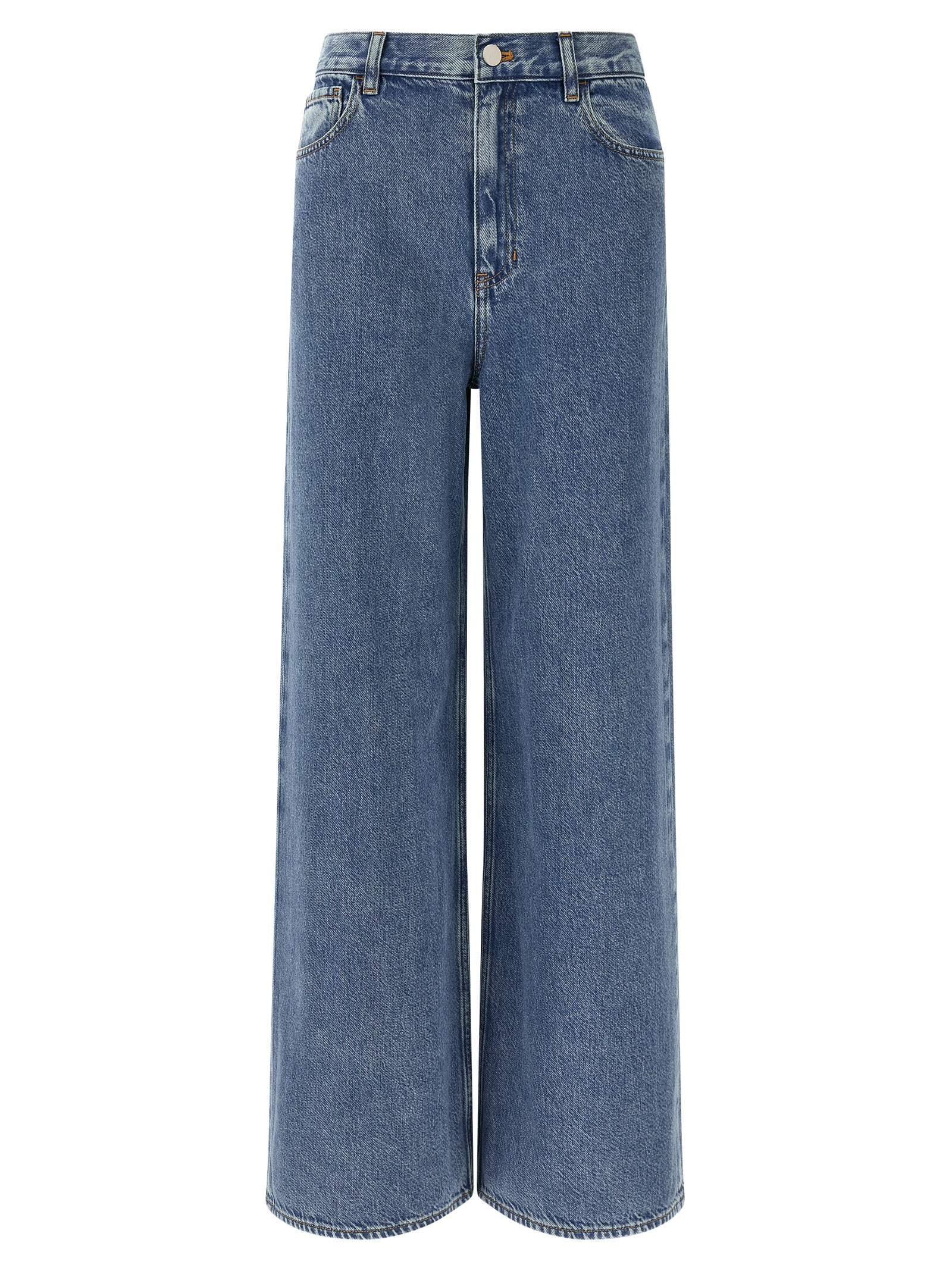 Jeans by Theory for women in lyocell & denim cotton blue presents a tailored silhouette, showcasing a tailored relaxed-fit & wide and long cut with a refined high rise for a truly tailored aesthetic.
