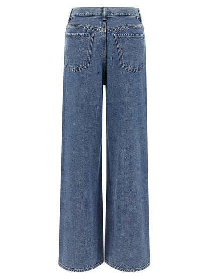 Jeans by Theory for women in lyocell & denim cotton blue features a refined silhouette with a refined relaxed-fit & wide, defined by a high rise and a refined long for a refined finish.