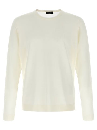 Cardigan by Roberto Collina for men in merino wool beige showcases a luxurious silhouette, meticulously detailed with a sophisticated wrap crew neckline and for a refined finish.